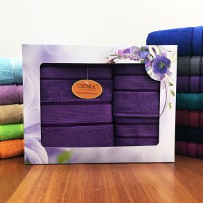 Фиалка набор из 3 полотенец 400 г/м2 подарочный