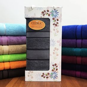 Серое 70х140 см 400 г/м2 подарочное полотенце в коробке