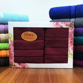 Бордовый набор из 2 полотенец  400 г/м2 подарочный
