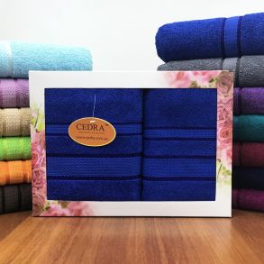 Синий набор из 2 полотенец 400 г/м2 подарочный