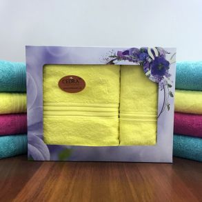 Лимонный набор из 2 полотенец 430 г/м2 подарочный