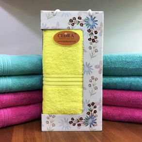 Лимонное 70х140 см 430 г/м2 подарочное полотенце в коробке