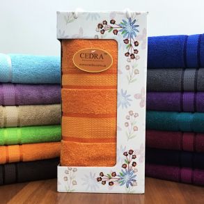 Оранж 70х140 см 400 г/м2 подарочное полотенце в коробке